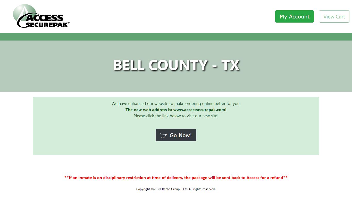 Access Securepak - Bell County Jail - TX - Welcome